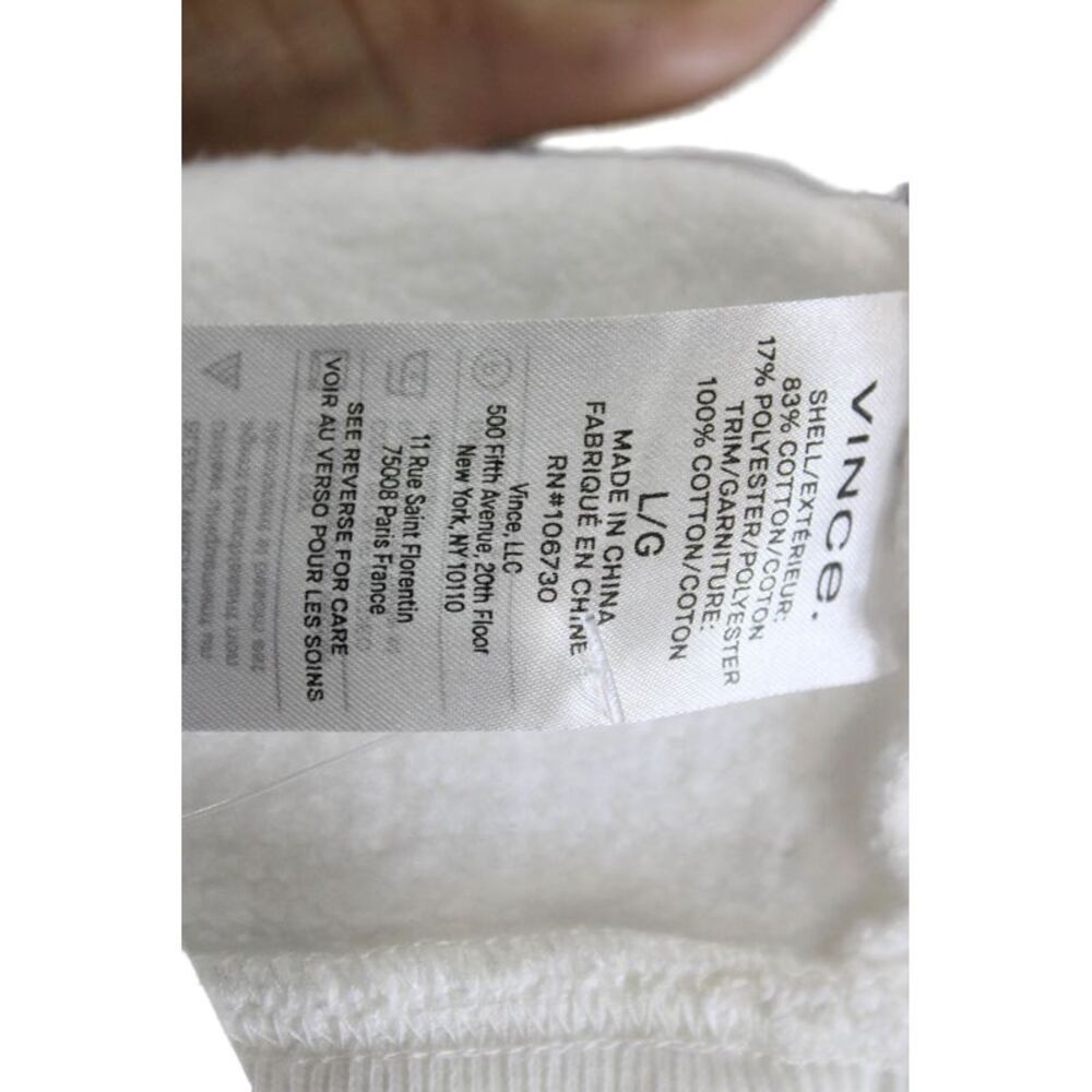 Vince Womens Pullover Sweatshirt Cotton Crew Neck Long Sleeve White Size L - Picture 5 of 6